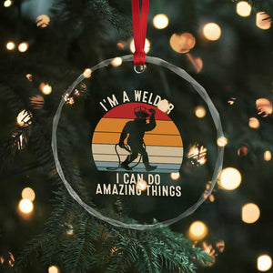 Funny Bigfoot Welding Gift Crystal Glass Ornament I Can Do Amazing Things With A Welder TS12 Print Your Wear