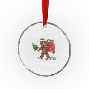 Funny Bigfoot Xmas Crystal Glass Ornament Believe Bigfoot Santa Hat Sasquatch Loves Rock On TS10 Print Your Wear