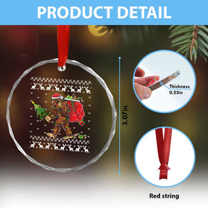 Funny Bigfoot Xmas Crystal Glass Ornament Believe Bigfoot Santa Hat Sasquatch Loves Rock On TS10 Print Your Wear