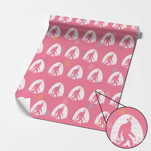 Funny Bigfot Easter Wrapping Paper Roll Sasquatch Rabbit Night Stroll Moon Egg TS14 Pink Print Your Wear