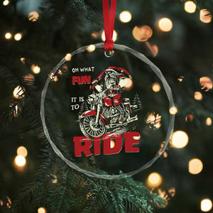 Funny Biker Crystal Glass Ornament Oh What Fun It Is To Ride Santa Riding On A Motorcycle TS10 Print Your Wear