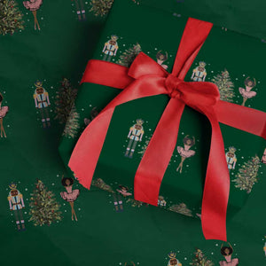 Funny Black Ballerina Nutcracker African American Christmas Wrapping Paper Roll TS11 Green Print Your Wear
