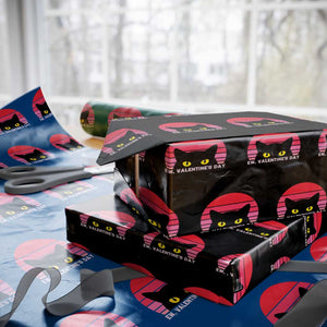 Funny Black Cat Anti Valentine Meme Wrapping Paper Roll TS14 Black Print Your Wear