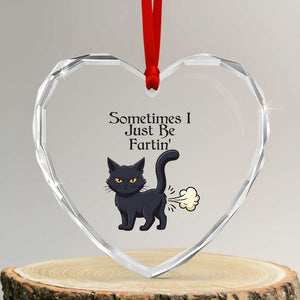Funny Black Cat Bathroom Humor Heart Crystal Glass Ornament Sometimes I Just Be Fartin TS12 Transparent Glass 3'' Heart Print Your Wear