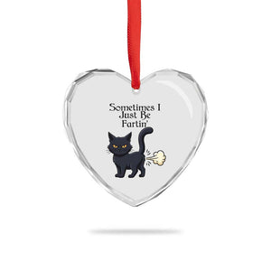 Funny Black Cat Bathroom Humor Heart Crystal Glass Ornament Sometimes I Just Be Fartin TS12 Print Your Wear