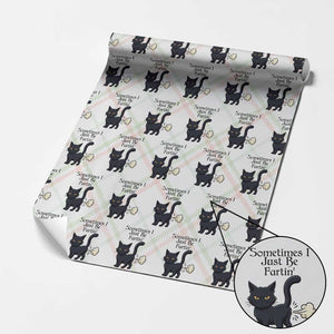 Funny Black Cat Bathroom Humor Wrapping Paper Roll Sometimes I Just Be Fartin TS12 Christmas Plaid Print Your Wear