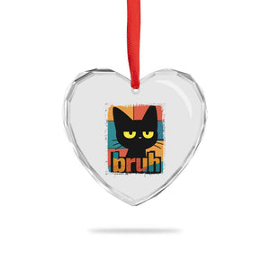 Funny Black Cat Bruh Meme Heart Crystal Glass Ornament Funny Black Cat TS14 Print Your Wear