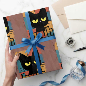 Funny Black Cat Bruh Meme Wrapping Paper Roll Funny Black Cat TS14 Mocha Print Your Wear