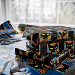 Funny Black Cat Bruh Meme Wrapping Paper Roll Funny Black Cat TS14 Black Print Your Wear
