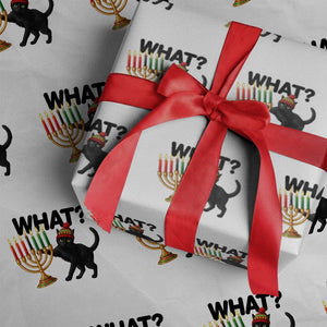 Funny Black Cat Chaos Kwanzaa Kinara Candle Wrapping Paper Roll African Heritage Gift TS12 White Print Your Wear