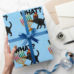 Funny Black Cat Chaos Kwanzaa Kinara Candle Wrapping Paper Roll African Heritage Gift TS12 Light Blue Print Your Wear