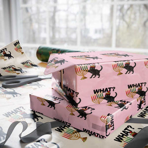 Funny Black Cat Chaos Kwanzaa Kinara Candle Wrapping Paper Roll African Heritage Gift TS12 Light Pink Print Your Wear