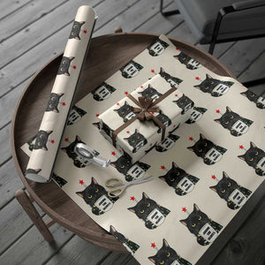 Funny Black Cat Christmas Wrapping Paper Roll Judging You Silently TS14 Beige Print Your Wear