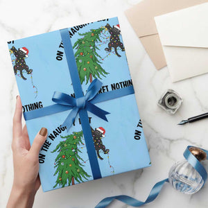 Funny Black Cat Christmas Wrapping Paper Roll On the Naughty List And I Regret Nothing TS14 Light Blue Print Your Wear