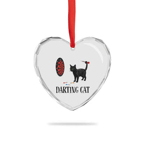 Funny Black Cat Darts Player Heart Crystal Glass Ornament Darting Cat Dartist Gift TS12 Print Your Wear