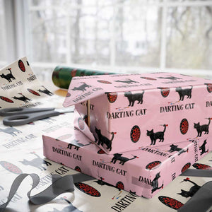 Funny Black Cat Darts Player Wrapping Paper Roll Darting Cat Dartist Gift TS12 Light Pink Print Your Wear