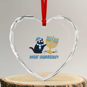 Funny Black Cat Hanukkah Chanukah Heart Crystal Glass Ornament TS14 Transparent Glass 3'' Heart Print Your Wear
