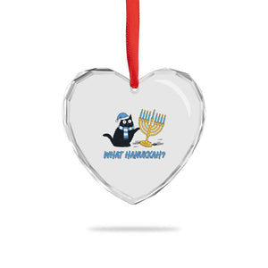 Funny Black Cat Hanukkah Chanukah Heart Crystal Glass Ornament TS14 Print Your Wear