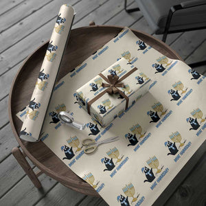 Funny Black Cat Hanukkah Chanukah Wrapping Paper Roll TS14 Beige Print Your Wear