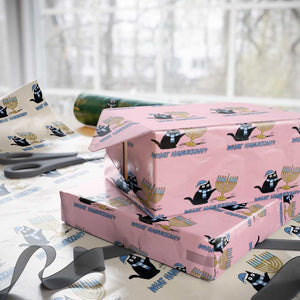 Funny Black Cat Hanukkah Chanukah Wrapping Paper Roll TS14 Light Pink Print Your Wear