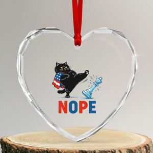 Funny Black Cat Kicks The Icy Chess Piece Nope Heart Crystal Glass Ornament TS12 Transparent Glass 3'' Heart Print Your Wear
