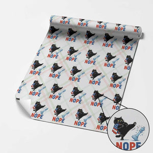 Funny Black Cat Kicks The Icy Chess Piece Nope Wrapping Paper Roll TS12 Christmas Plaid Print Your Wear