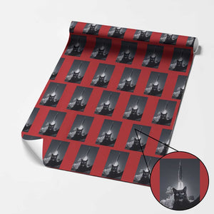 Funny Black Cat Selfie Wrapping Paper Roll Back To The Moon Mission 2026 TS14 Red Print Your Wear