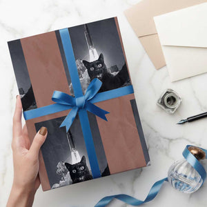 Funny Black Cat Selfie Wrapping Paper Roll Back To The Moon Mission 2026 TS14 Mocha Print Your Wear