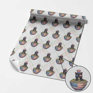 Funny Black Cats Eat Ramen Wrapping Paper Roll American Flag 4th Of July