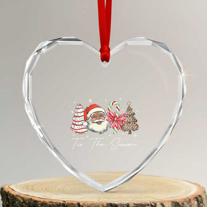 Funny Black Christmas Heart Crystal Glass Ornament Tis The Season African American Santa TS11 Transparent Glass 3'' Heart Print Your Wear