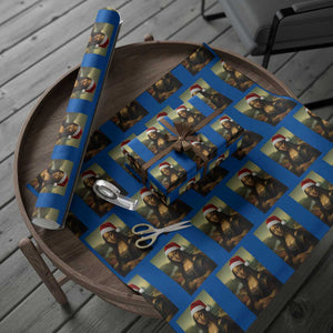 Funny Black Christmas Wrapping Paper Roll Vintage Mona Lisa Afro Santa Da Vinci Xmas TS10 Blue Print Your Wear