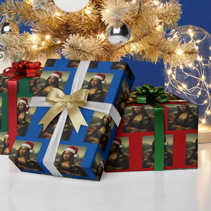 Funny Black Christmas Wrapping Paper Roll Vintage Mona Lisa Afro Santa Da Vinci Xmas TS10 Print Your Wear