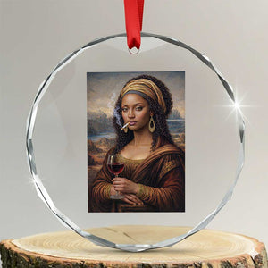 Funny Black Mona Lisa Crystal Glass Ornament Melanin Queen Black History Month TS12 Transparent Glass 3'' Circle Print Your Wear