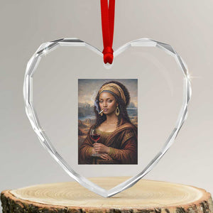 Funny Black Mona Lisa Heart Crystal Glass Ornament Melanin Queen Black History Month TS12 Transparent Glass 3'' Heart Print Your Wear