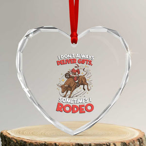 Funny Black Santa Bull Riding Christmas Heart Crystal Glass Ornament I Do Not Deliver Gifts I Rodeo TS12 Transparent Glass 3'' Heart Print Your Wear