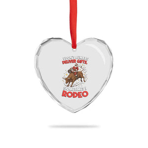 Funny Black Santa Bull Riding Christmas Heart Crystal Glass Ornament I Do Not Deliver Gifts I Rodeo TS12 Print Your Wear