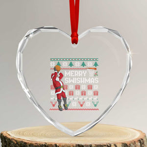 Funny Black Santa Christmas Basketball Heart Crystal Glass Ornament Merry Swishmass Xmas Sport TS11 Transparent Glass 3'' Heart Print Your Wear