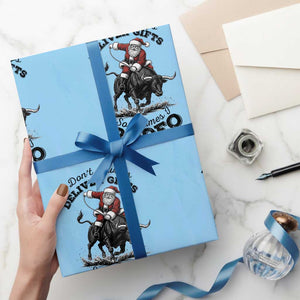 Funny Black Santa Cowboy Bull Rider Christmas Wrapping Paper Roll I Do Not Deliver Gifts I Rodeo TS12 Light Blue Print Your Wear