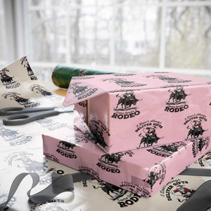 Funny Black Santa Cowboy Bull Rider Christmas Wrapping Paper Roll I Do Not Deliver Gifts I Rodeo TS12 Light Pink Print Your Wear
