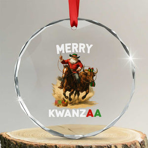 Funny Black Santa Cowboy Crystal Glass Ornament Merry Kwanzaa Cultural Pride Gift TS12 Transparent Glass 3'' Circle Print Your Wear
