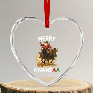 Funny Black Santa Cowboy Heart Crystal Glass Ornament Merry Kwanzaa Cultural Pride Gift TS12 Transparent Glass 3'' Heart Print Your Wear