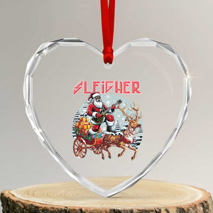 Funny Black Santa Heavy Metal Xmas Heart Crystal Glass Ornament Sleigher Xmas Rock & Roll TS11 Transparent Glass 3'' Heart Print Your Wear