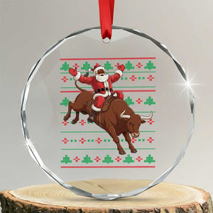 Funny Black Santa Riding Bull Crystal Glass Ornament Ugly Christmas Sweater Gift TS12 Transparent Glass 3'' Circle Print Your Wear