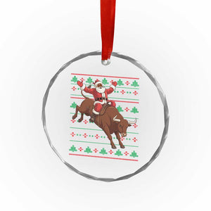 Funny Black Santa Riding Bull Crystal Glass Ornament Ugly Christmas Sweater Gift TS12 Print Your Wear
