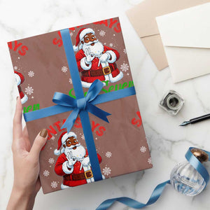 Funny Black Santa Says Six Seven Wrapping Paper Roll Xmas 67 Meme African American Santa Gen Alpha Slang TS11 Mocha Print Your Wear
