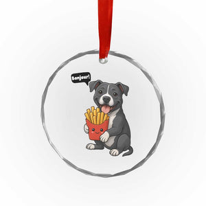 Funny Bonjour French Fries Crystal Glass Ornament Pitbull Dog Gift TS12 Print Your Wear