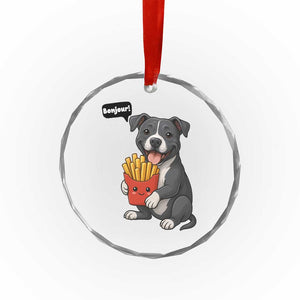 Funny Bonjour French Fries Crystal Glass Ornament Pitbull Dog Gift TS12 Print Your Wear