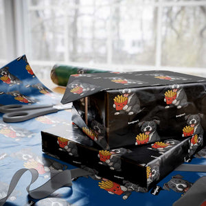 Funny Bonjour French Fries Wrapping Paper Roll Pitbull Dog Gift TS12 Black Print Your Wear