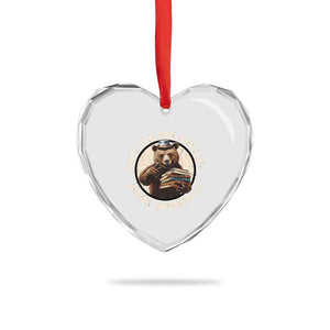Funny Books Lover Bear Heart Crystal Glass Ornament Only You Can Prevent Book Burnings TS02 Print Your Wear