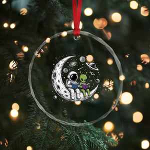 Funny Bookworm In Space Crystal Glass Ornament Cute Astronaut And Alien Reading TS12 Print Your Wear